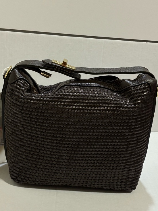 Viola Castellani Handbags - Woven Shoulder Bag in Dark Brown with Gold Hardware